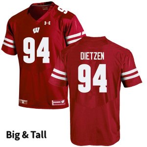 Men's Wisconsin Badgers NCAA #94 Boyd Dietzen Red Authentic Under Armour Big & Tall Stitched College Football Jersey HX31A45ZV